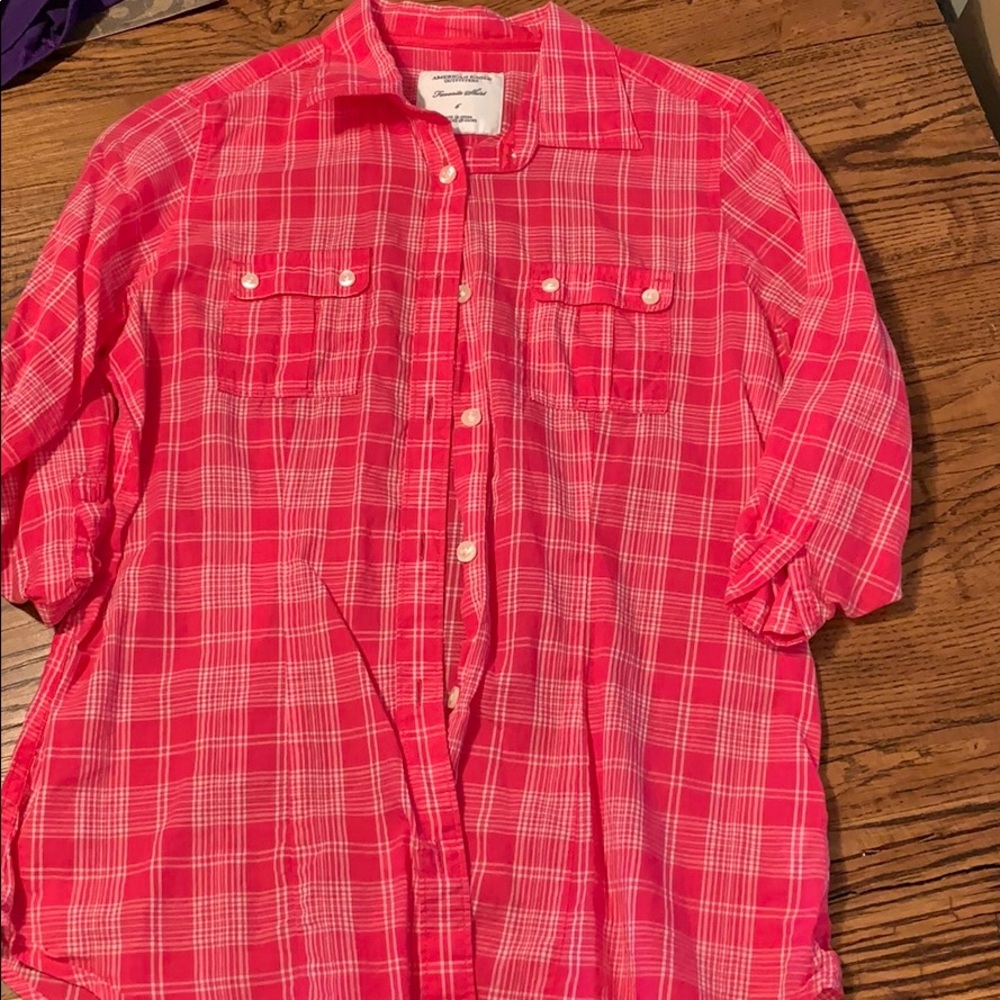 Pink American eagle flannel